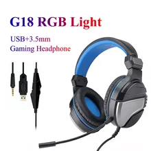 G18 Wired RGB light gaming headphones with microphone Strong bass over ear headset for Computer PS4 new Xbox PC laptop gaming