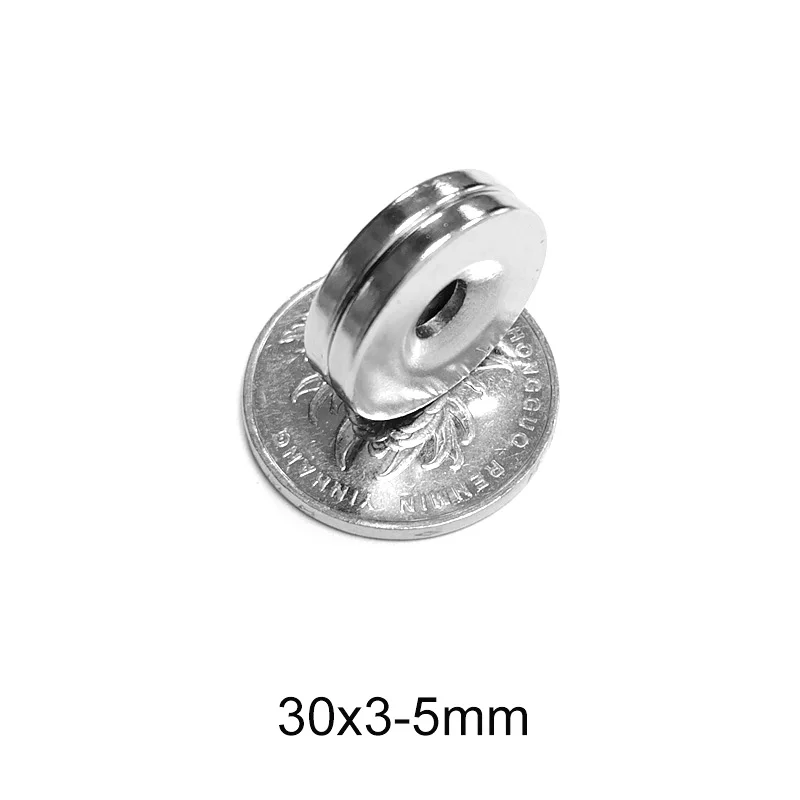 

2~30PCS 30x3-5 Strong Rare Earth Neodymium Magnets 30*3 mm Hole 5mm 30x3 Countersunk Powerful Magnetic Magnet 30x3-5mm 30*3-5