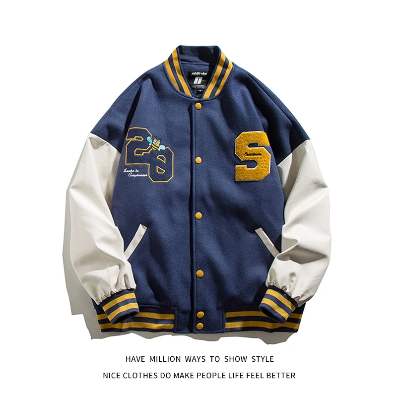 Новинка 2021 осенняя бейсбольная куртка с вышивкой Letterman мужская куртка-бомбер