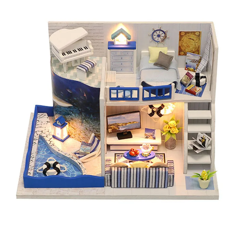 Деревянный кукольный домик сделай сам миниатюрная коробка с домом для морской