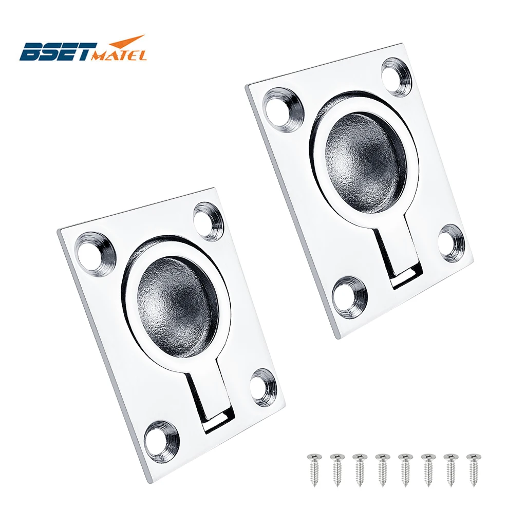 

2PCS 48*38mm Stainless Steel 316 Boat Deck Hatch Latch Cabinet Flush Mount Ring Pull Lift Handle Marine Hardware Accessories