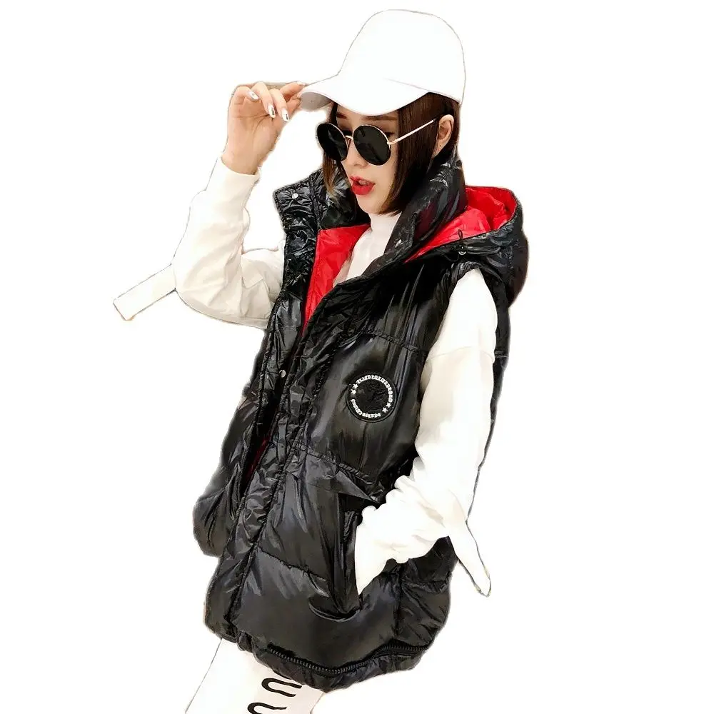 Жилет женский Блестящий зимний хлопковый жилет Повседневная Верхняя одежда с