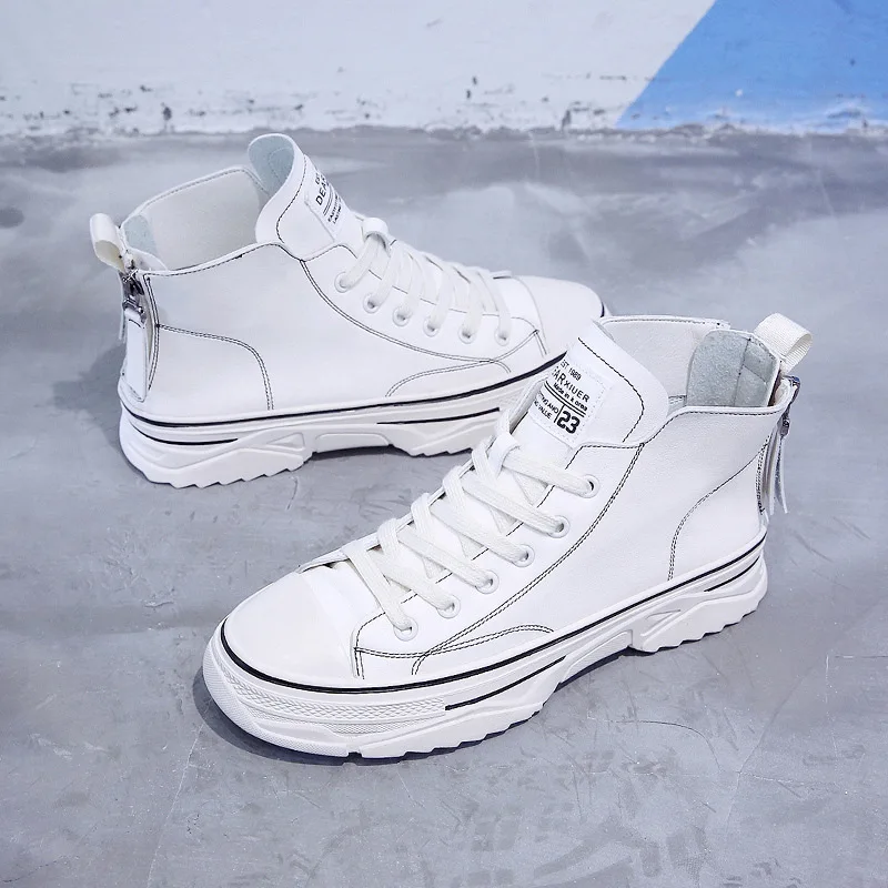 Женские кроссовки на молнии сзади SWONCO Белые Повседневные высокие плоской