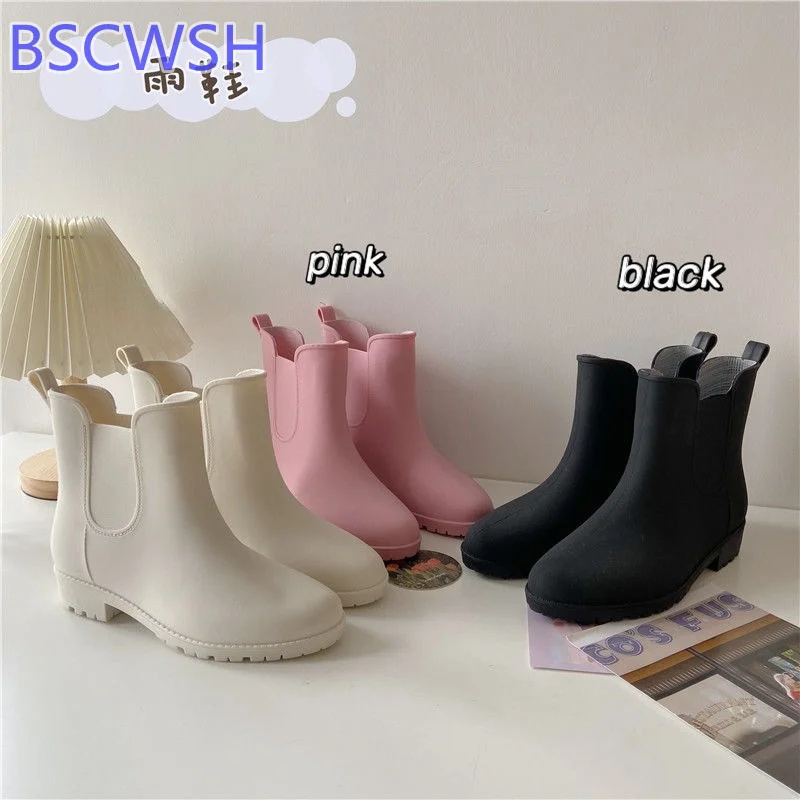 

Rain Boots Female Adult Ankle ladies Boots Water Shoes Non-slip Waterproof Wear-resistant Student Fashion Solid Color Boots