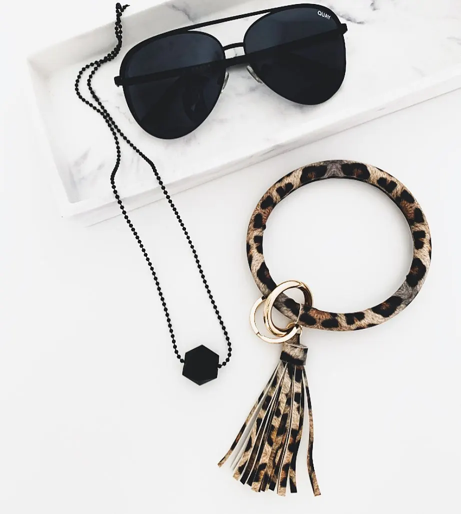 Модная кожаная с леопардовым принтом цепочка для ключей женщин богемный