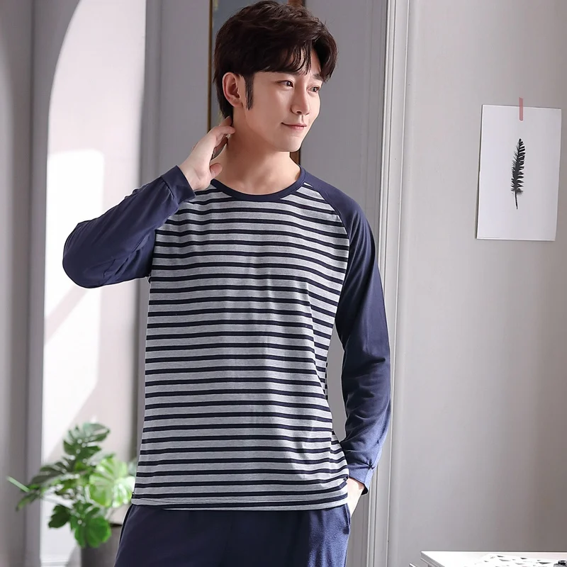 

A set of men's long sleeve cotton pajamas, high quality pajamas, pajamas, home clothes, autumn, 2020