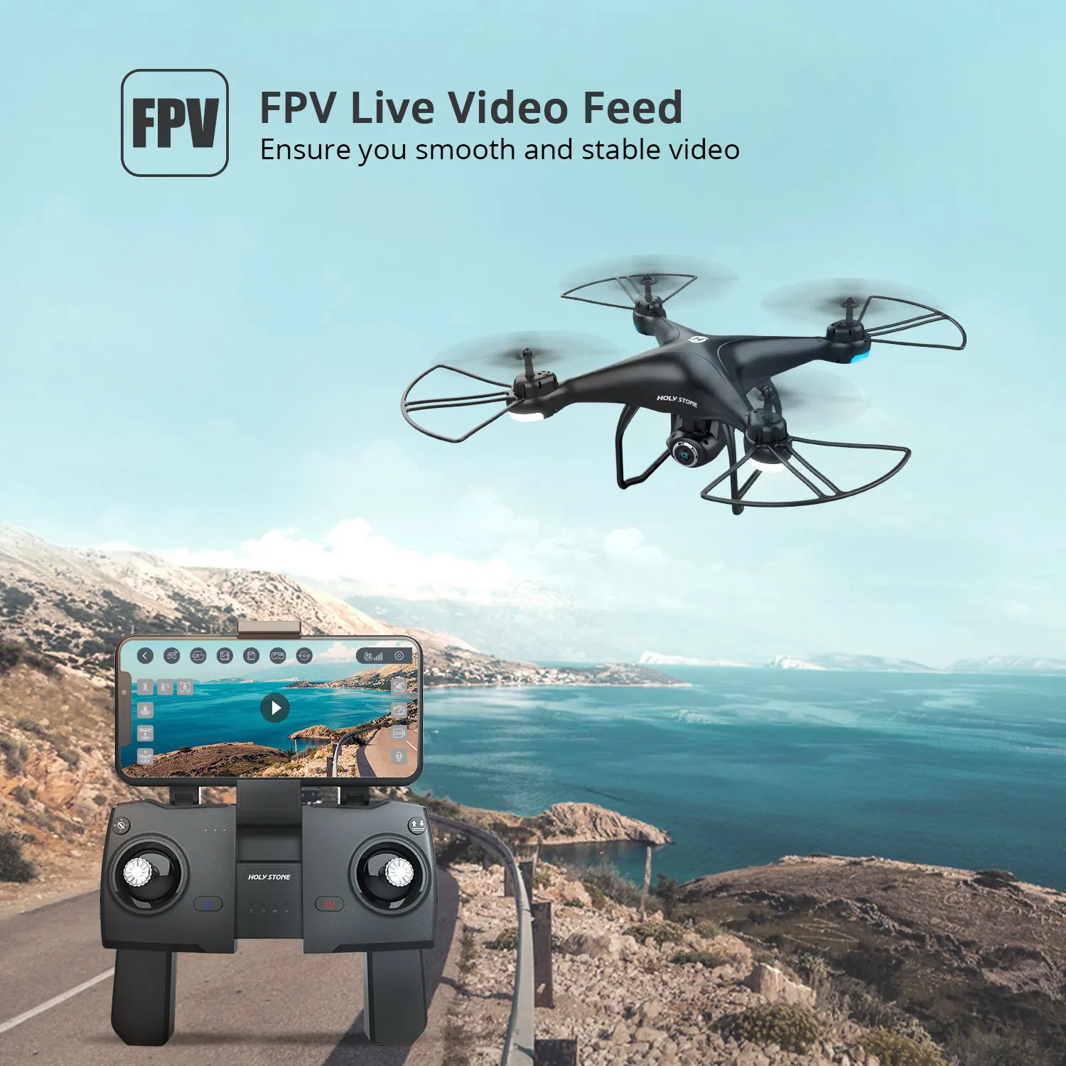 Holy Stone HS120D gps Дрон FPV Wifi видео в реальном времени 1080P HD камера Дрон 18 мин Время полета 2 батареи RC вертолет Квадрокоптер