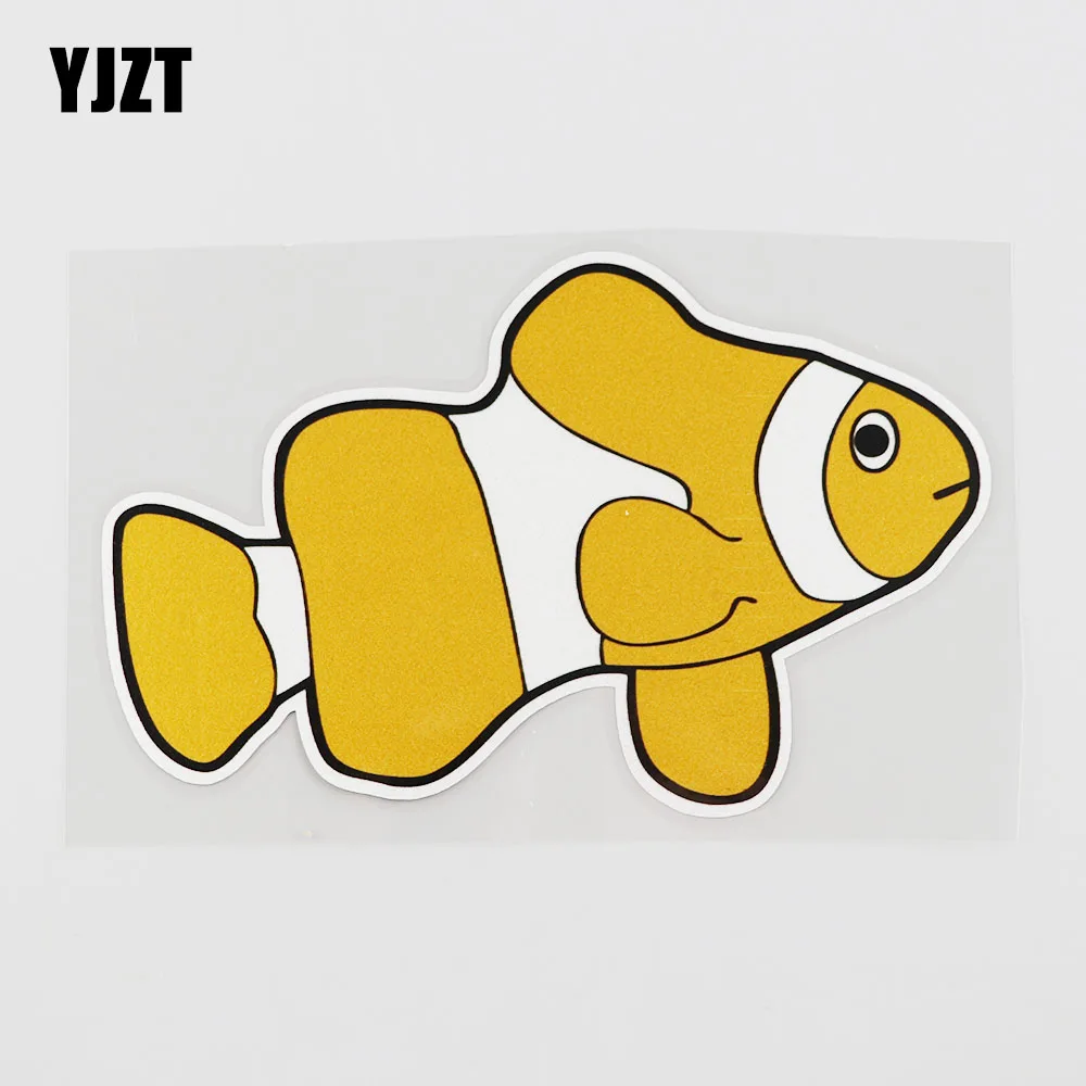 

YJZT 14.6CMX9.1CM Yellow Fish Car Sticker Cartoon Fish Pvc Decal Animal Design 6A-0149