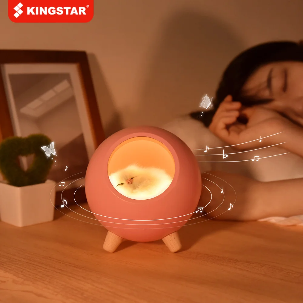 Bluetooth Speaker Cat Litter Light Stepless Dimming Creative Gift Children's Audio Bedroom With Sleeping Small Stereo | Электроника