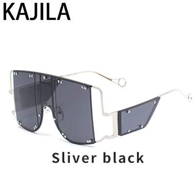 Sliver Black Квадратные Солнцезащитные очки Рианны больших размеров, женские солнцезащитные очки с оправой из сплава, трендовые женские очки UV400 oculos de sol feminino 2096 - Цвет линз: Sliver Black