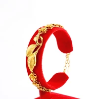 fashion 14k gold bracelet for women wedding engamgent jewelry delicate petal lotus thailand gold bracelet ornament gift female
