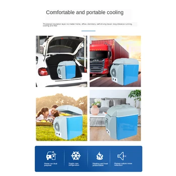 Frigobar para carro, 7,5l, portátil, compacto, 12v, viagem, refrigerador elétrico, caixa aquecedora 5