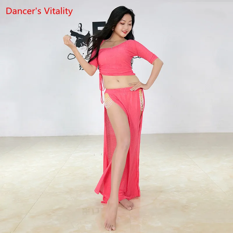 Танец живота Новый женский топ упражнения одежда костюм изысканный кристалл
