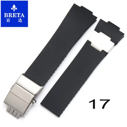 17 BRETA 25*12 мм водонепроницаемый силиконовый резиновый stap черный коричневый синий ремешок для часов для Ulysse Nardin морской Diver ремешки для часов - Цвет ремешка: 17