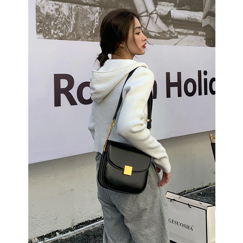 

2021 new saddle bag women messenger bag fashion retro shoulder bag cowhide