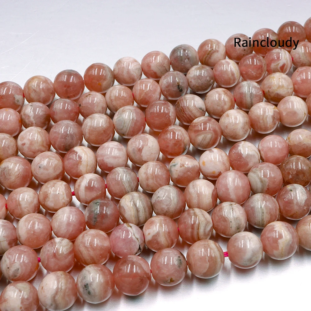 

Natural rhodochrosite stone beads smooth round needlework loose charm Bead For Jewelry Making DIY women Bracelet Necklace