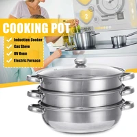 stainless steel three layer thick steamer pot soup steam pot universal cooking pots for induction cooker gas stove steam pot