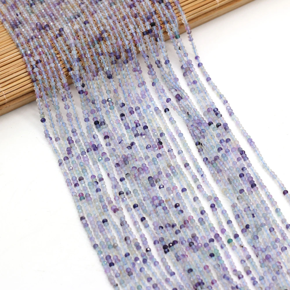 

Natural Stone Fluorite Beads Small Faceted Round Bead for Trendy Jewelry Making DIY Women Necklace Bracelet Accessories