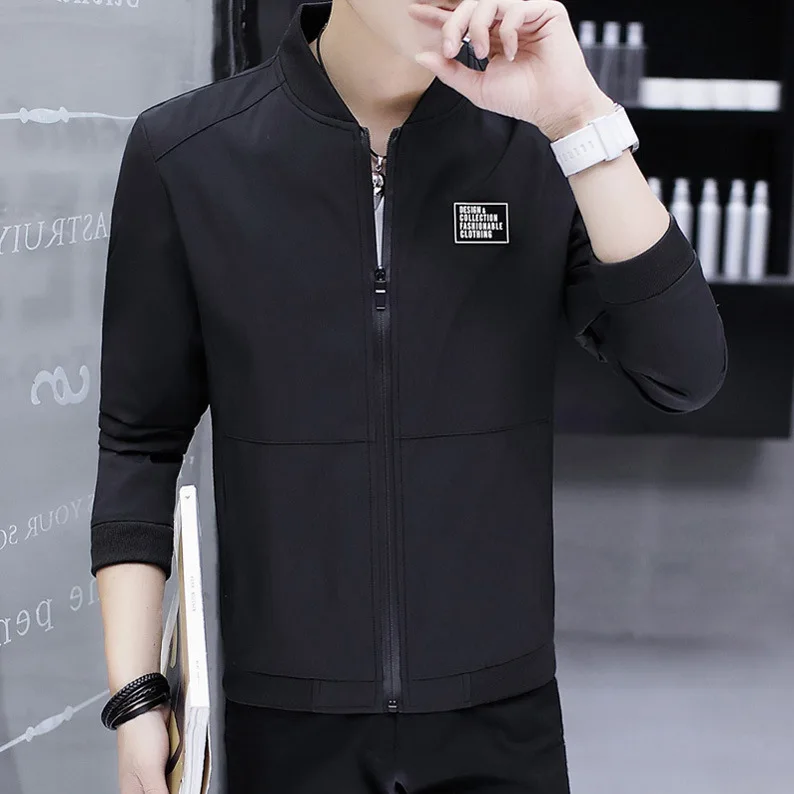 

2020 Men Spring New Style Baseball Collar Jacket Teenager Thin Casual Solid Color Jacket