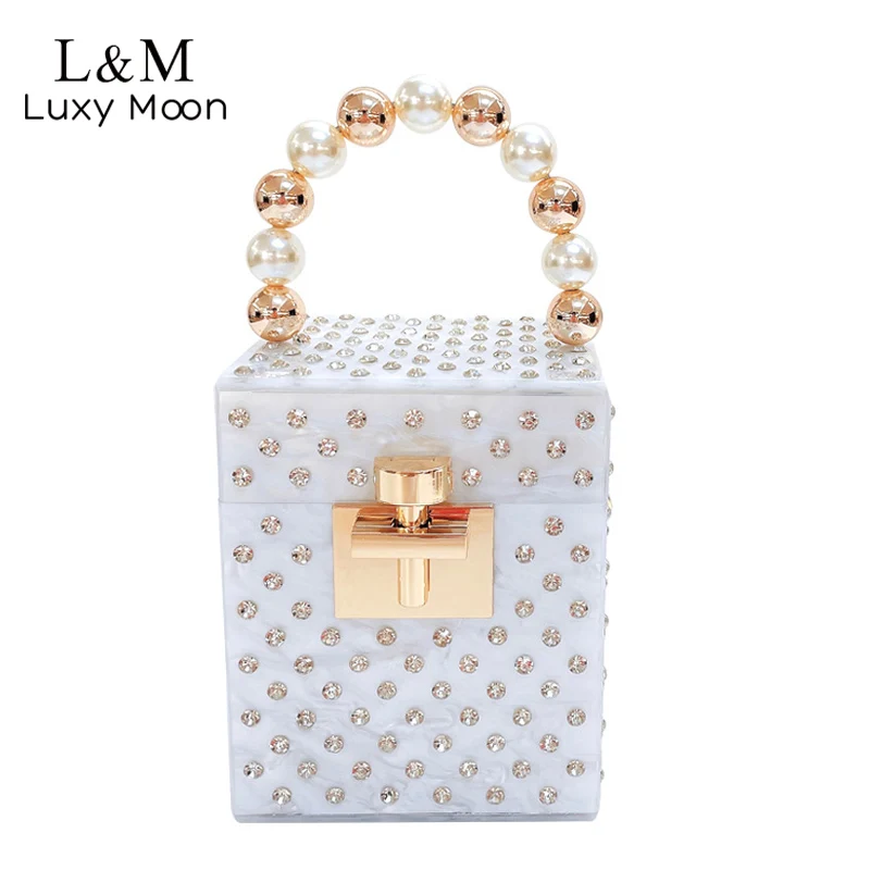 

Акриловая искусственная жемчужная ручка, вечерняя сумка, изысканная роскошная дизайнерская сумка-клатч с бриллиантами для вечерние, сумка-...