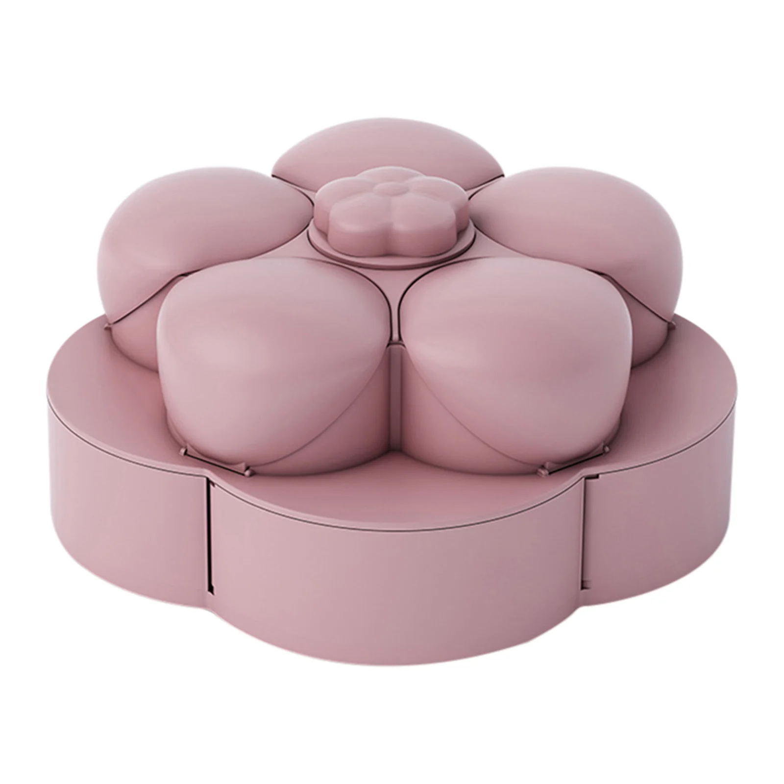 

Petal-Shaped Rotating Dual Layer Snack Serving Tray Sectional Candy Nut Box Snack Tray with Phone Holder HUG-Deals