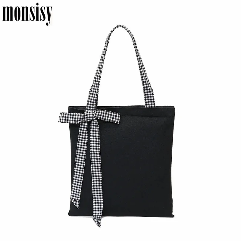 Monsisy Crossbody Bag For Woman Canvas Handbags Ladies Bow-Knot Big Capacity Shoulder Female Travel Messenger Schoolbags | Багаж и сумки