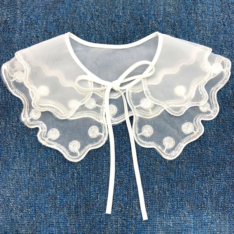 Женское платье накладной воротник шаль вышивка цветочное кружево половинная