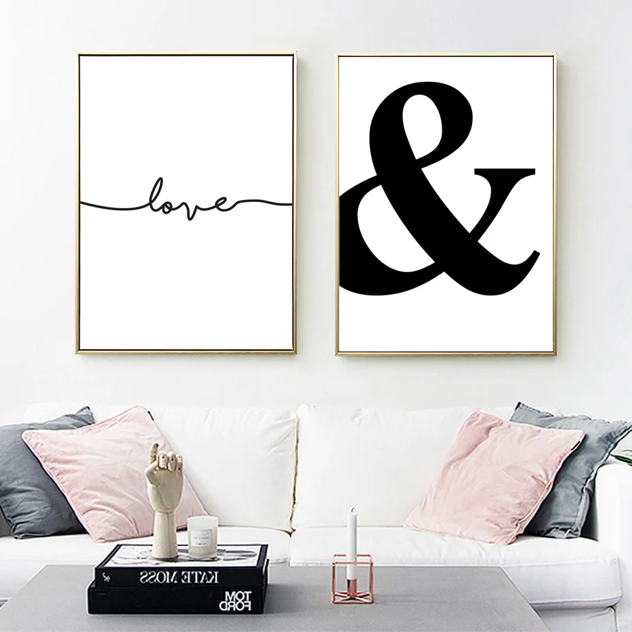 

Love Letter Nordic Poster Wall Art Canvas Painting Posters And Prints Black White Wall Pictures For Living Room Decor