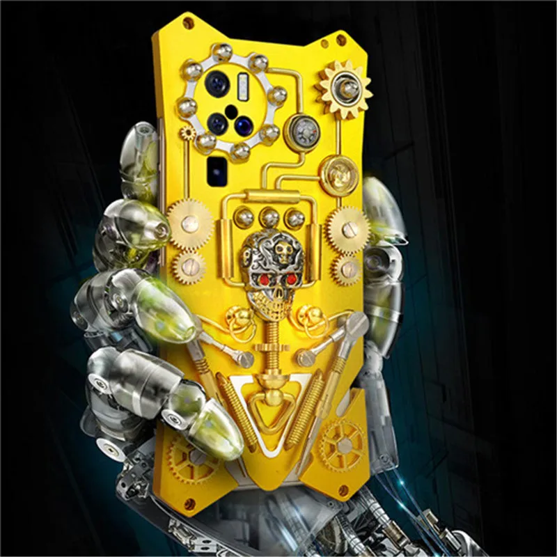 

Противоударный металлический чехол "сделай сам" с черепом для Vivo X60 X50 Pro + золотой сверхпрочный защитный чехол для Vivo X50 Pro + чехол