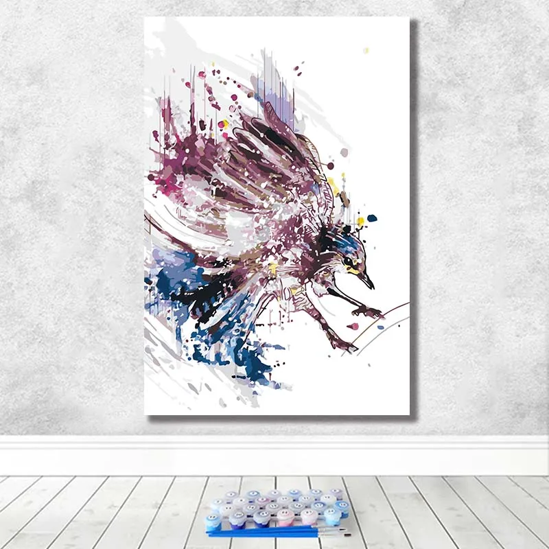 Diy paint by numbers picture drawing versus Toolkit draw color animal Creative art living room Decorative hanging painting | Дом и сад