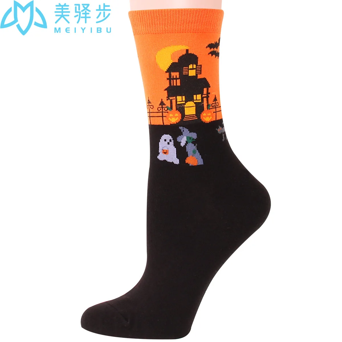 12 Pairs Per Set Retro Japanese Socks Pumpkin Couple Socks Men and Women's Medium Tube Hot Selling Halloween Socks