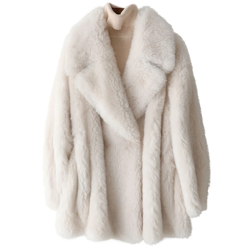 Fur Jacket Direct Selling Top Fashion Wide-waisted Long Warm V-neck 2020 Winter Women's Coat Composite One 100% | Женская одежда