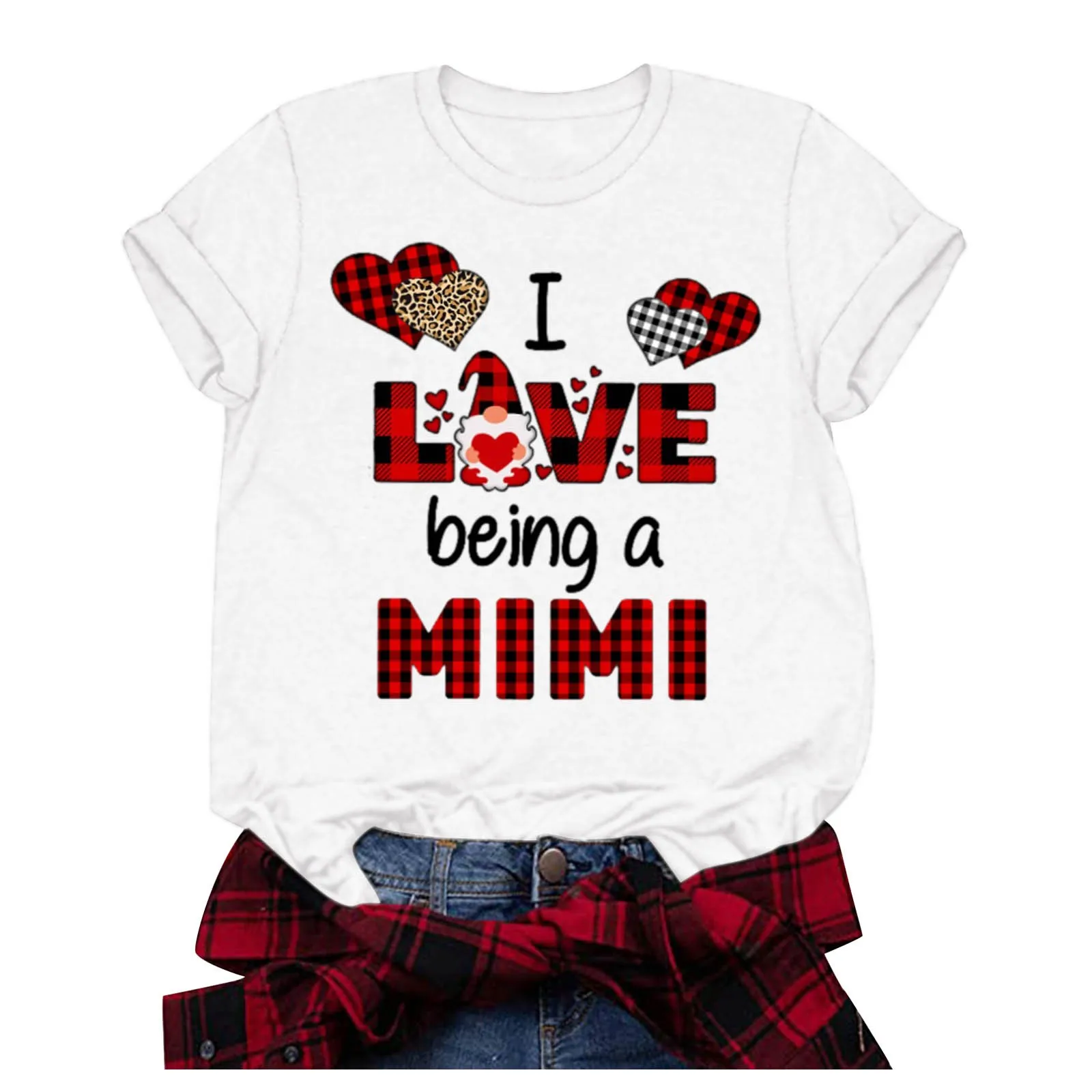 

Plus Size Short Sleeve 3D Love Printed O-Neck Tops Tee T-Shirt Blouse Short Tshirt Loose Top Womens Clothing Tees Female 2021