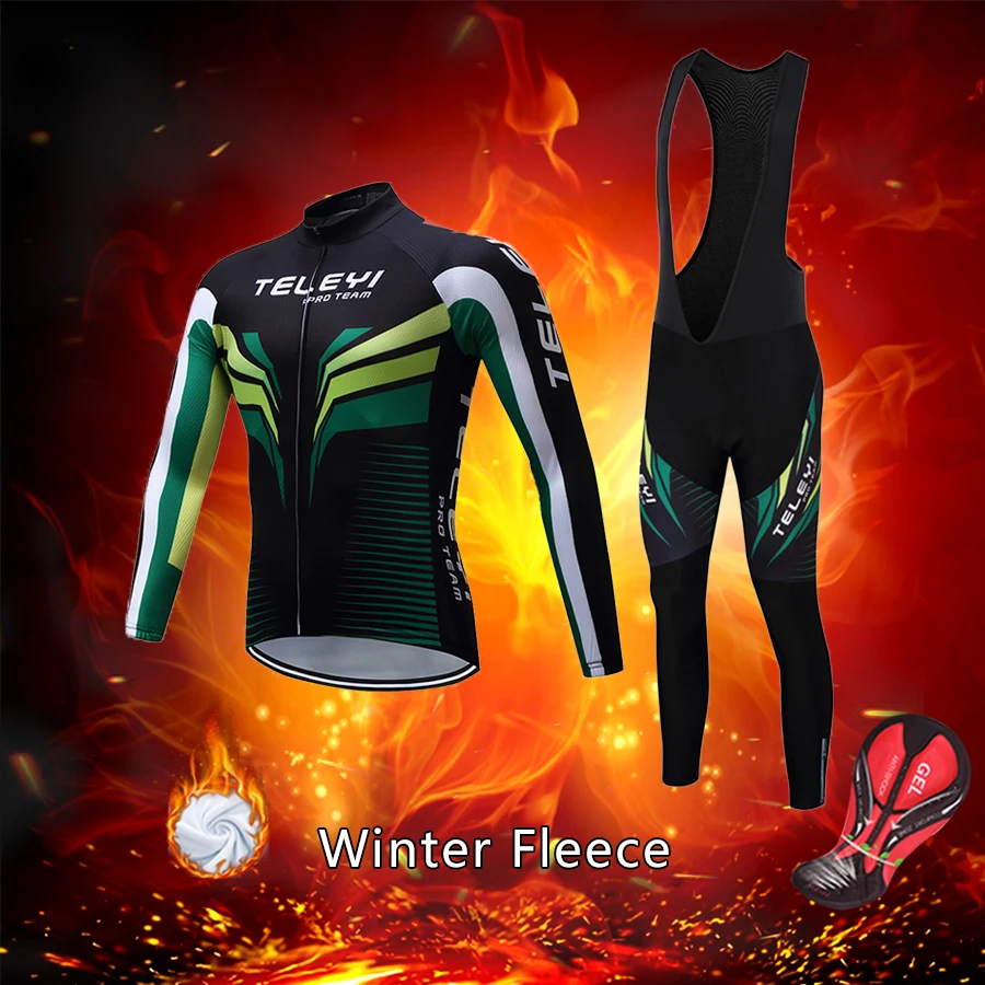 

2023 Fashion Cycling Set Men Winter Thermal Fleece Road Bike Jersey BIB Pants Male Dress Bicycle Clothing Warm Suit MTB Clothes