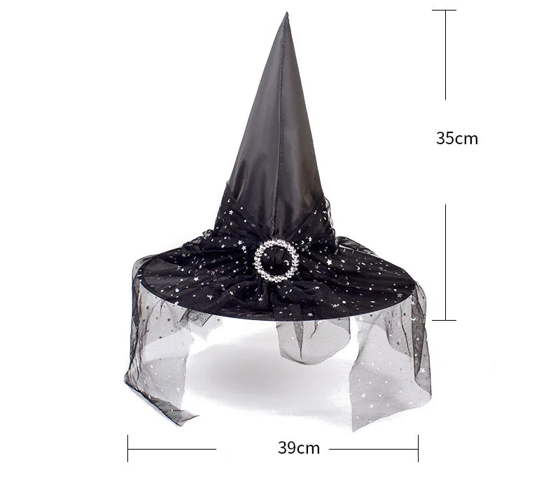 Черная шляпа ведьмы кепка для вечерние косплей маскарадное платье Хэллоуина