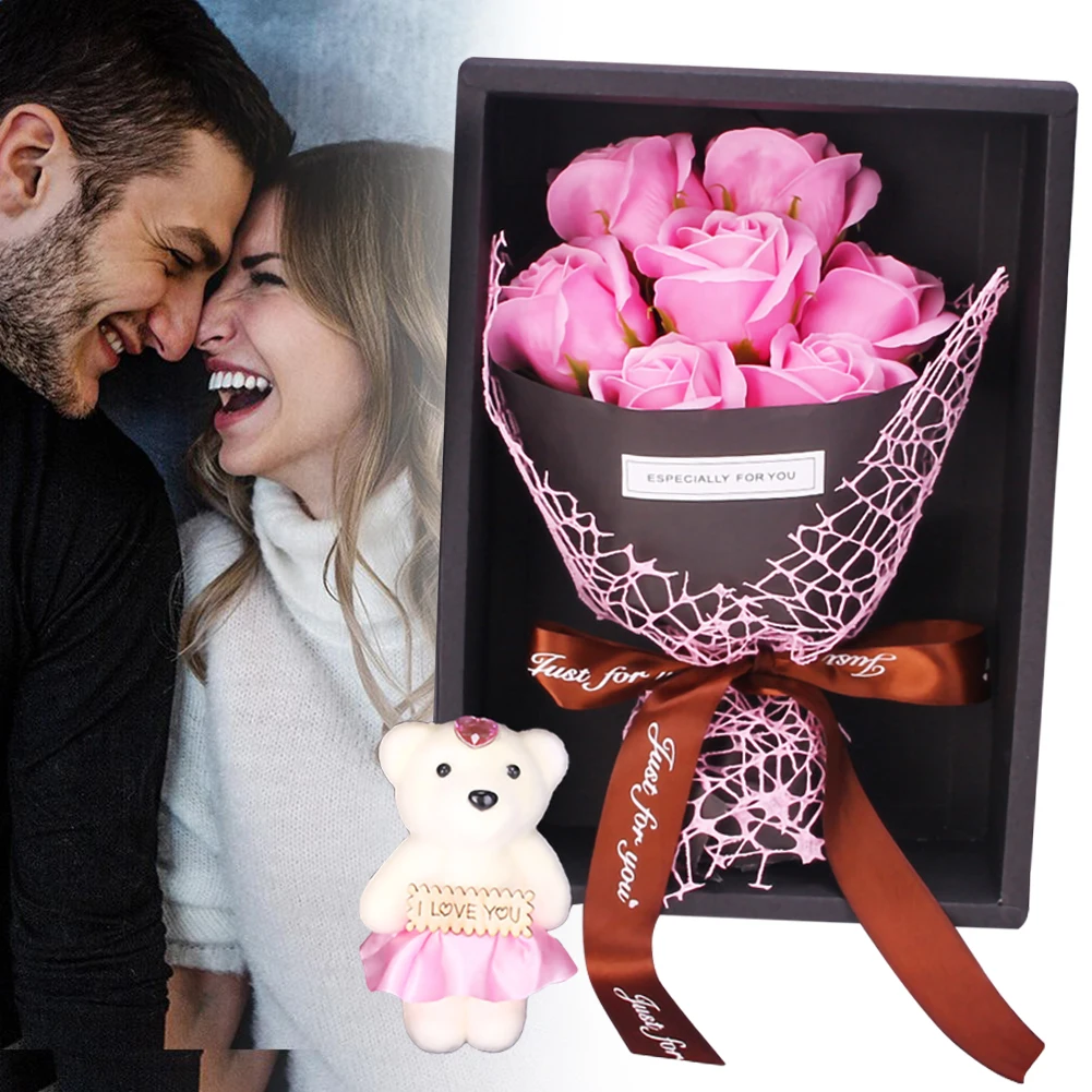 Моделирование 7 розы мыло цветок подарочная коробка маленький букет подарок