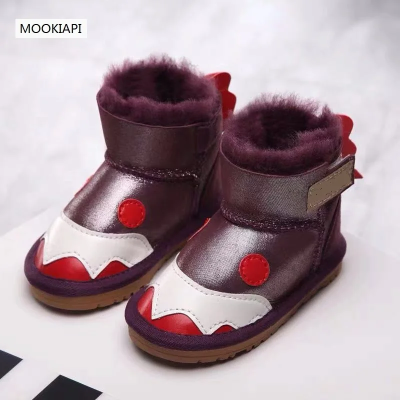 Австралийские новые зимние ботинки из овечьей кожи и меха 2019 г. Детская обувь