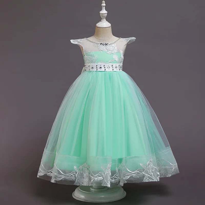 New children's new year's dress fluffy princess long lace piano performance girl's show Christmas | Детская одежда и