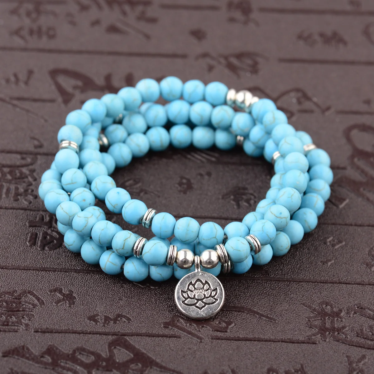 

Wood/Turquoises Bracelets For Women Accessories Chakra Bracelet Charm Jewelry For Girl Vintage Lotus Yoga Woman's Pulseras Beads