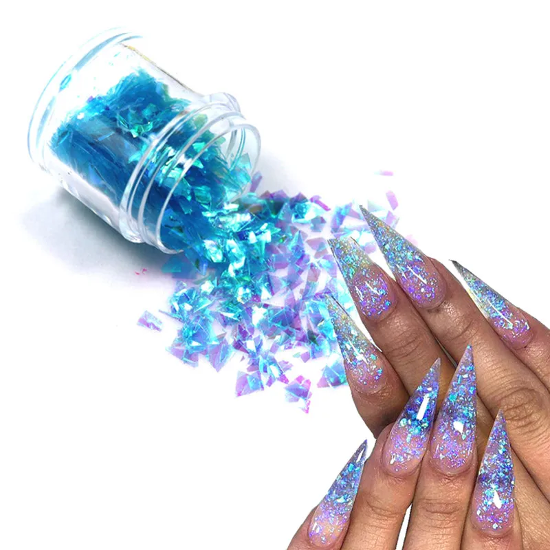 

1Box Holographic AB Nail Glitter Flakes Shell Sparkly Sequins Irregular Paillette DIY Gel Polish Manicure Nail Art Decorations