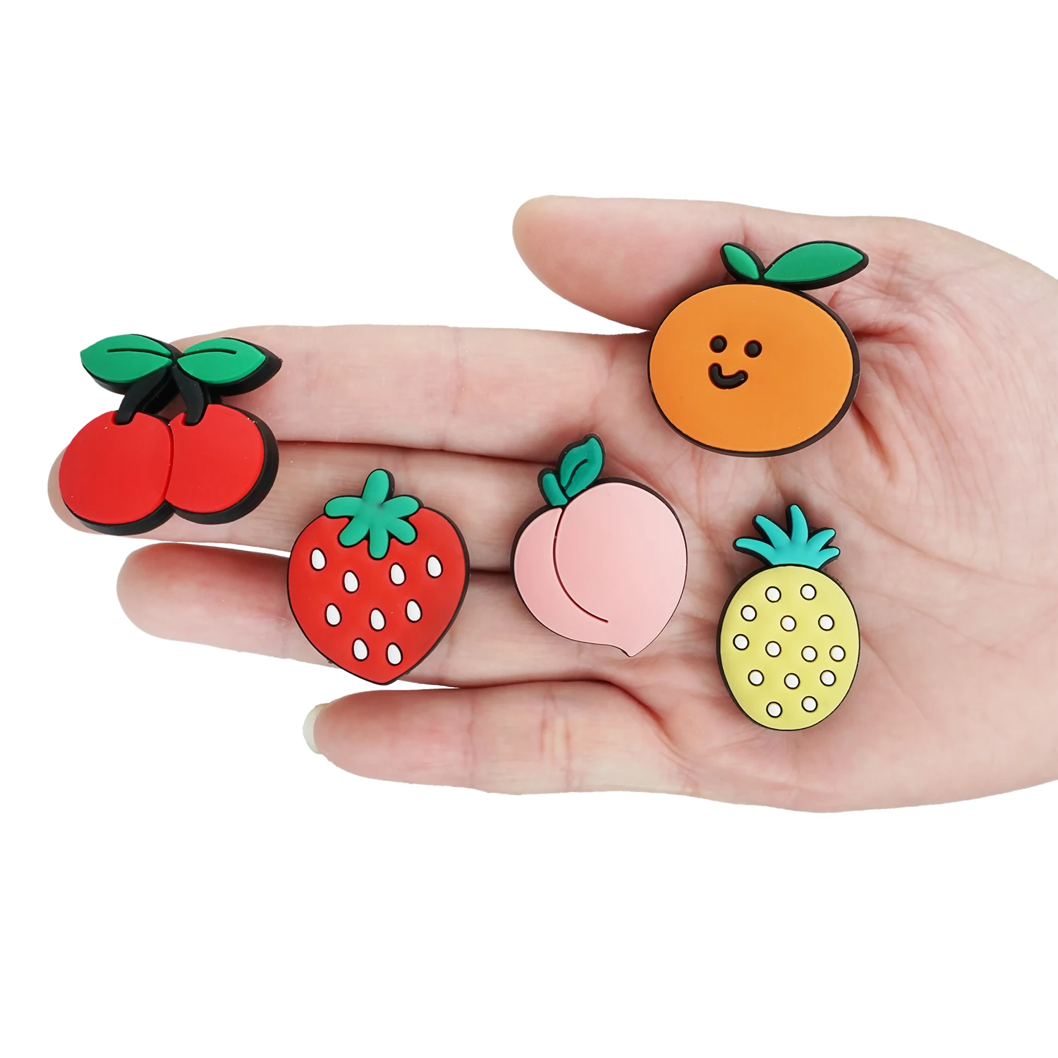 

2 Pcs/Lot Adorable Shoe Charms Peach Strawberry Pineapple Cherry Orange Shoe Decorations Lovely Styling for Croc Jibz Kids Gift