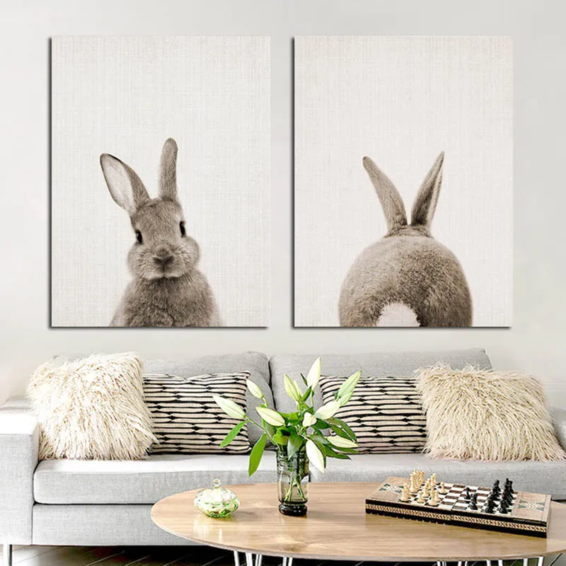 Картина на холсте с изображением милого кролика современный постер хвоста