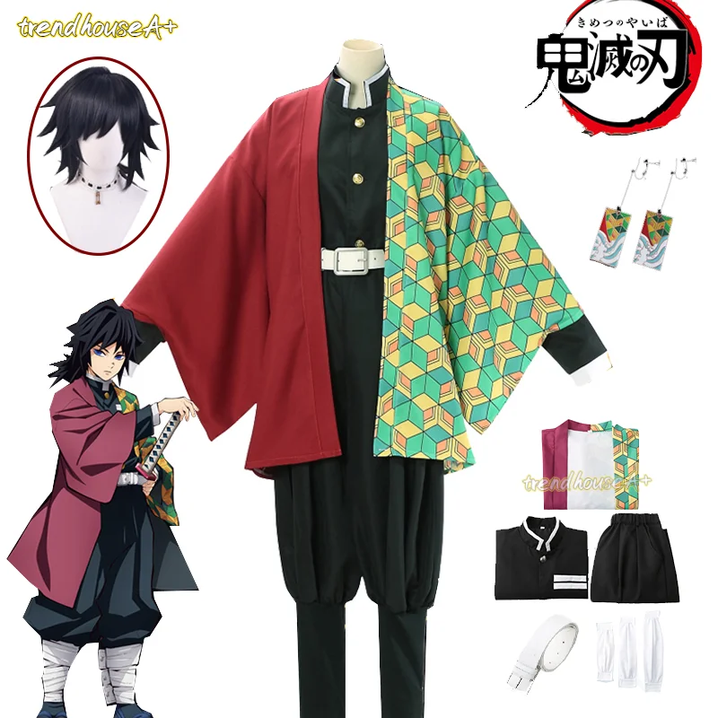 

Demon Slayer Аниме Косплей Kimetsu No Yaiba Tomioka Giyuu косплей костюм и парик костюмы на Хэллоуин для женщин и мужчин