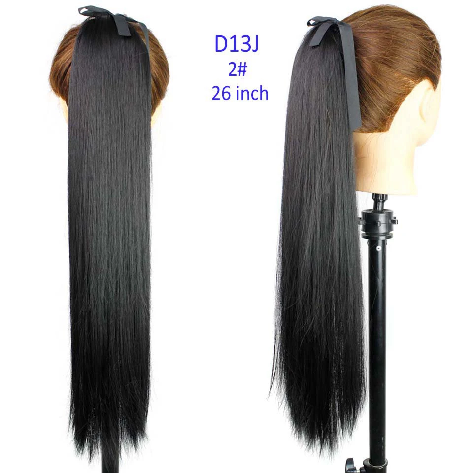 Шелковистые прямые синтетические заколки на шнурке конский хвост шиньоны для