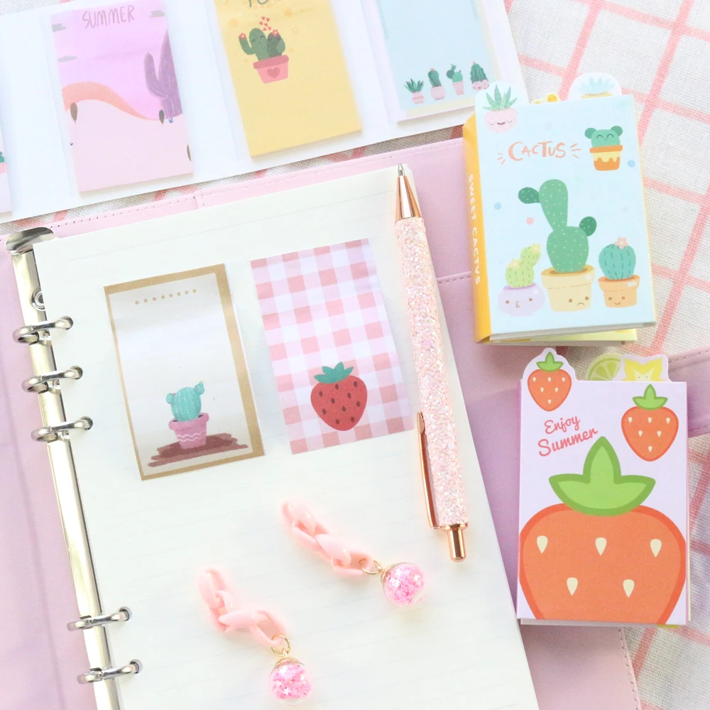 Domikee новый милый мультфильм кактус школьник складной липкий коврик для записей