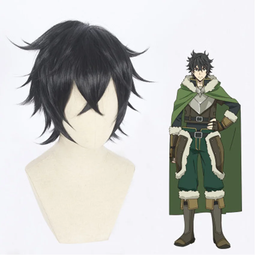 

Мужской парик для косплея The Rising of The Shield Hero Naofumi Iwatani, черные короткие волосы для костюма, реквизит для вечеринки