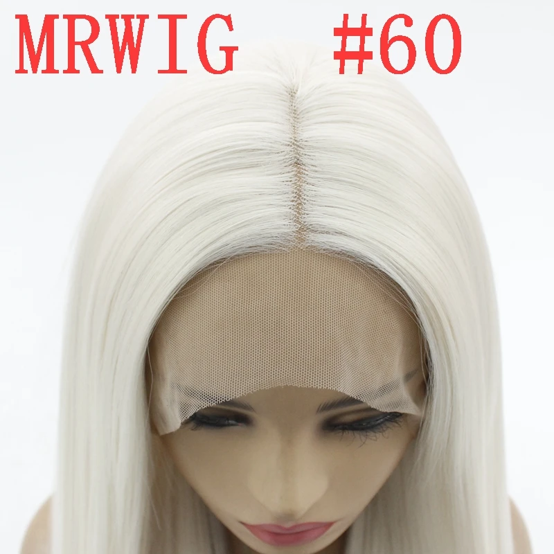 MRWIG Длинные Яки прямые синтетические кружева спереди парик Средняя Часть Glueless термостойкие волокна Женские 150% Плотность