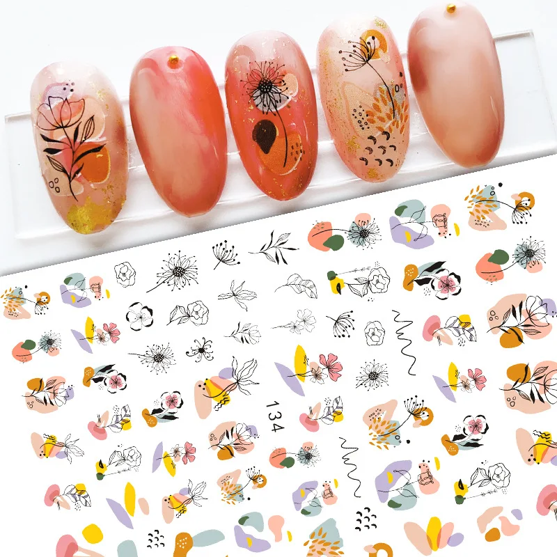 

1 sheet 3D Nail Sticker Lady Face Geometric Stickers for Nails Abstract Image Design Nails Accessories Manicure Stickers