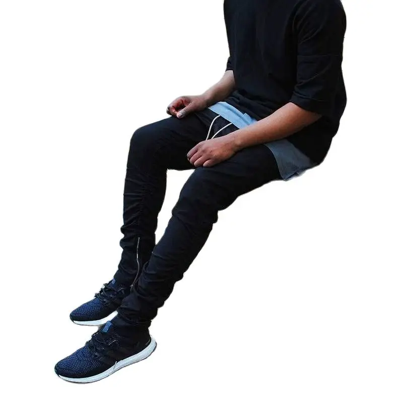 

Good quality mens joggers side zipper hip hop pants men skinny ankle elastic harem pants casual trousers streetwear for man