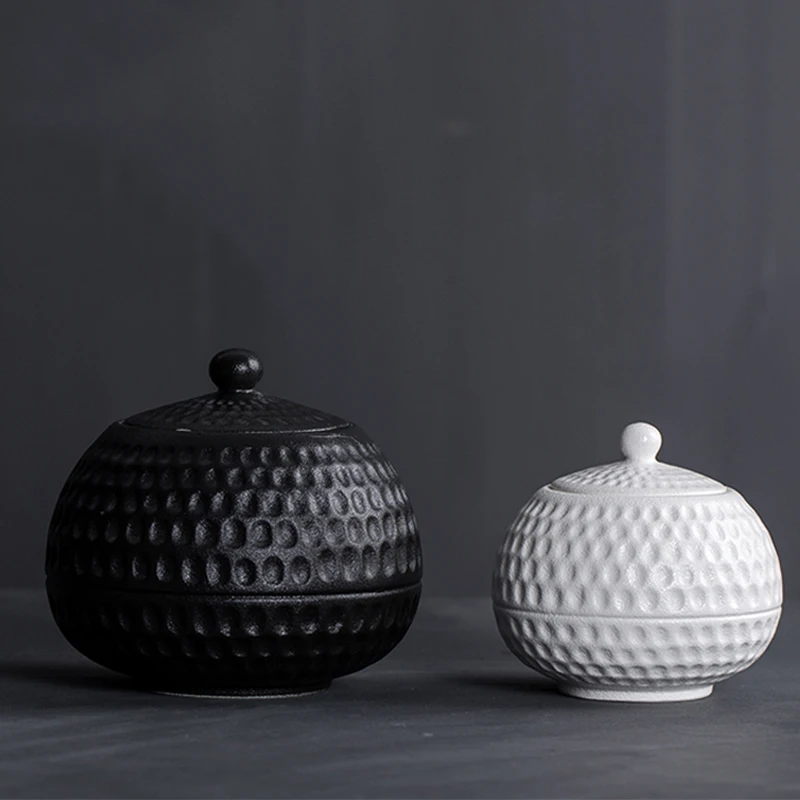 Креативная банка для хранения чая с крышкой набор керамических банок черно-белые